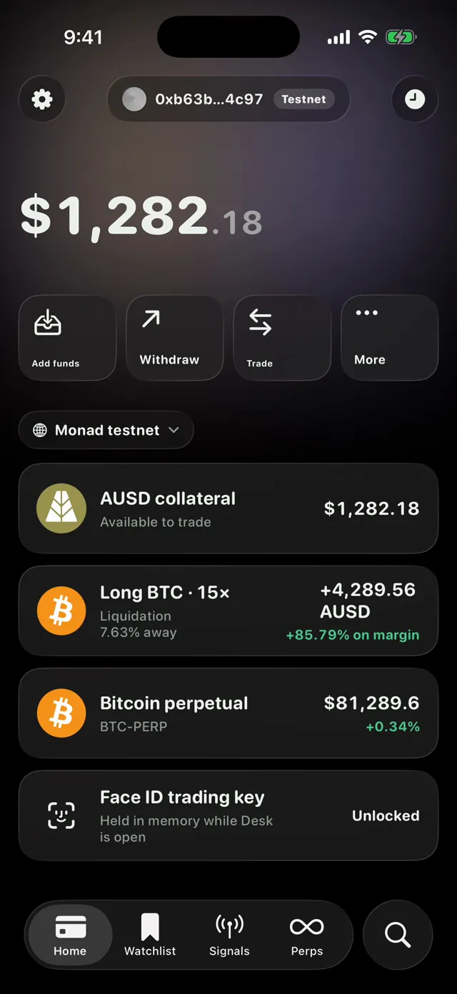 Desk — a native perps trading app Frank built